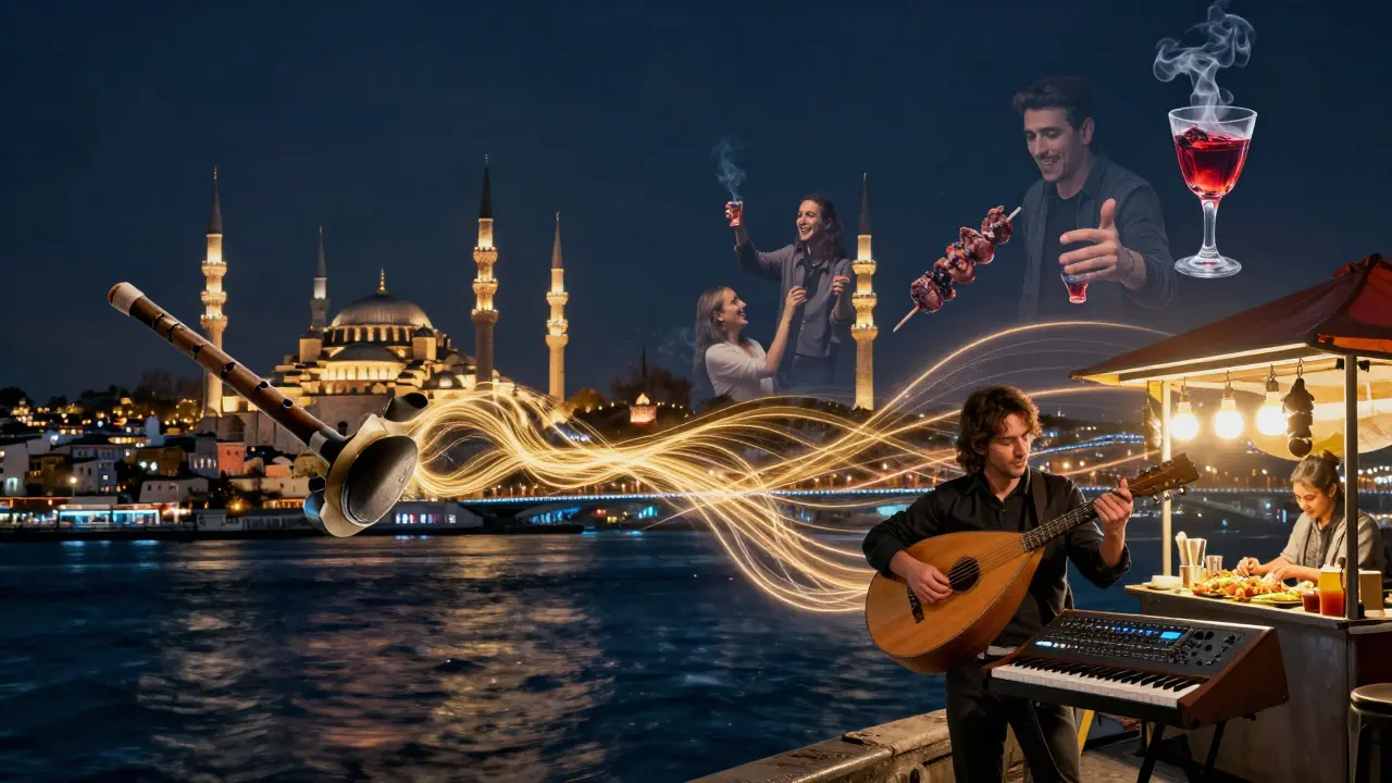 A dreamy fusion of traditional instruments and city lights, weaving music through Istanbul’s skyline and street food.