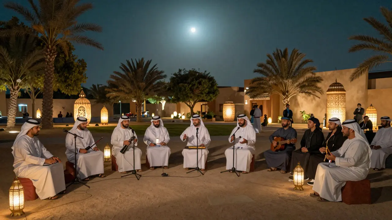 Cultural performance with local musicians in Zabeel Park.